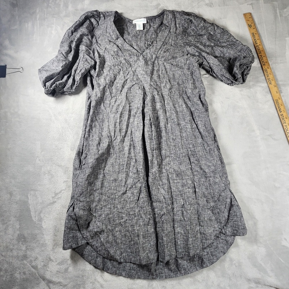Cynthia Rowley Blue Linen Shift Dress S Coastal Grandmother Summer Casual Pocket